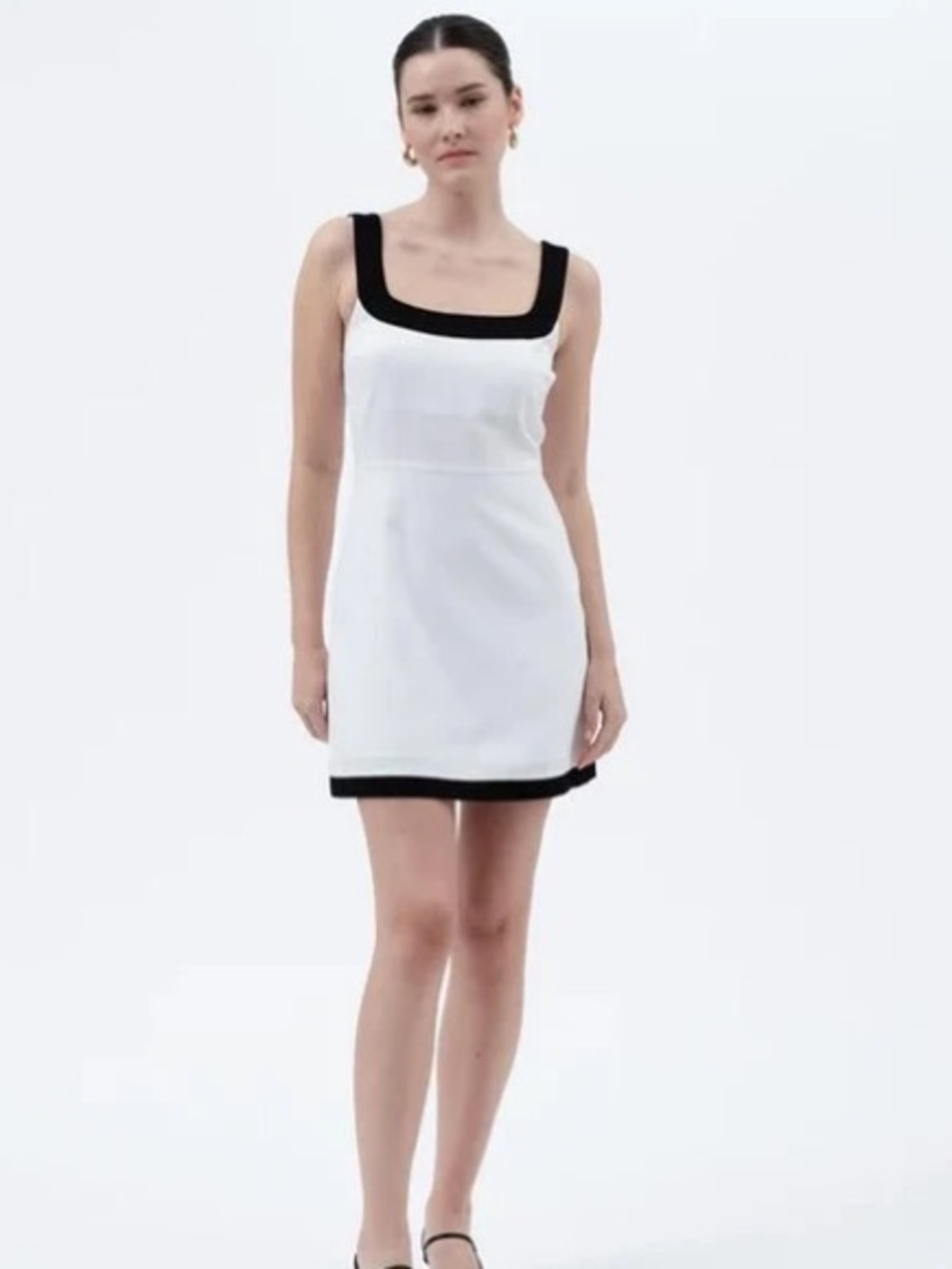 NWT The Workshop Linen-Blend Squareneck Column Mini Dress - Size Large